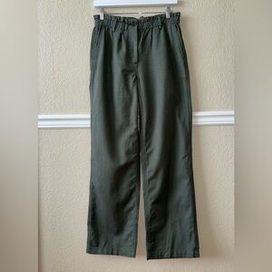 GAP Cotton Lyocell Wide Leg Elastic Waist Pull On Pants Olive Green Small